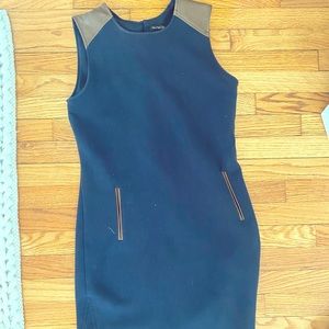 Mossimo Dutti navy sheath w brown leather